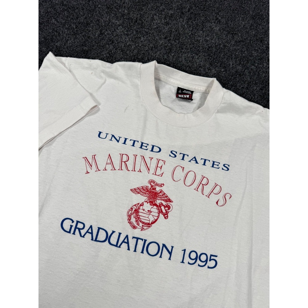 Vintage 1995 US Marine Corps Graduation T Shirt L USA Made USMC Military 90s